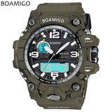 men sports watches dual display analog digital LED Electronic quartz watches BOAMIGO brand 50M water resistant swimming watches