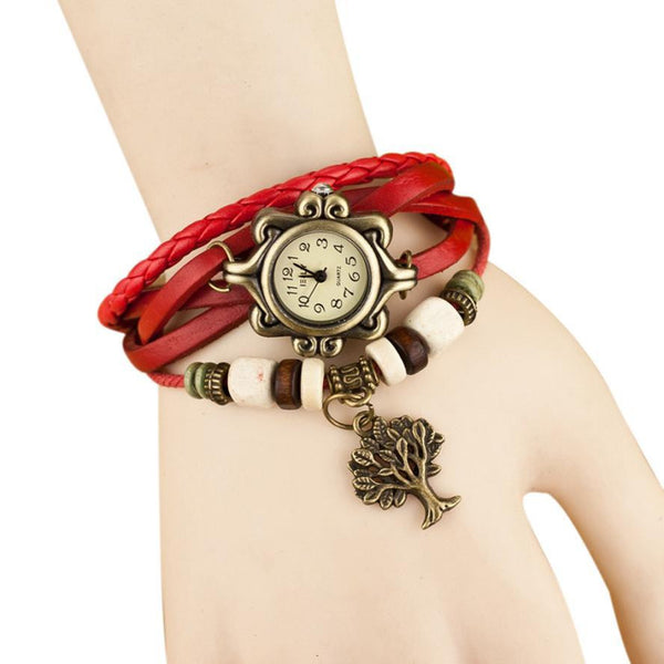 Vintage Leather Quartz Bracelet Watch