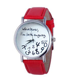 Hot Women Leather Watch Whatever I am Late Anyway Letter Watches