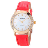 Glass 6 Color Pink Brown Fashion Geneva Women Diamond Analog Leather Quartz Dress Wrist Watch Watches