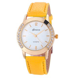 Glass 6 Color Pink Brown Fashion Geneva Women Diamond Analog Leather Quartz Dress Wrist Watch Watches