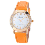 Glass 6 Color Pink Brown Fashion Geneva Women Diamond Analog Leather Quartz Dress Wrist Watch Watches