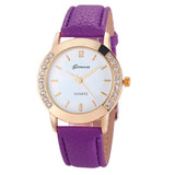 Glass 6 Color Pink Brown Fashion Geneva Women Diamond Analog Leather Quartz Dress Wrist Watch Watches