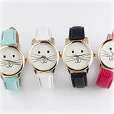 Cats Face Leather Watch