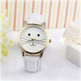 Cats Face Leather Watch