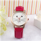 Cats Face Leather Watch