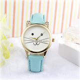 Cats Face Leather Watch