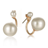 2016 Fashionable Double Pearl Earrings Double Sided Wear Pearl  Earrings Gift Wholesale