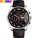 SKMEI 2017 New popular Brand Men Watches fashion analog quartz watch 50M waterproof auto date black dials quality leather starp