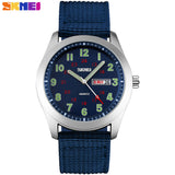 SKMEI 2017 popular Brand Men watches fashion quartz-watch silver case Wristwatches 50m waterproof nylon strap relogio masculino