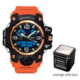 BOAMIGO brand men sport watches dual display LED digital analog wrist watch swim waterproof yellow gift clock Relogios Masculino