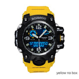 BOAMIGO brand men sport watches dual display LED digital analog wrist watch swim waterproof yellow gift clock Relogios Masculino