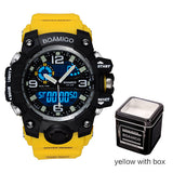 BOAMIGO brand men sport watches dual display LED digital analog wrist watch swim waterproof yellow gift clock Relogios Masculino