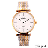 BOAMIGO lovers watches men women dress quartz watches steel band gold silver simple business clock hours watch relogio feminino