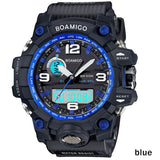 men sports watches dual display analog digital LED Electronic quartz watches BOAMIGO brand 50M water resistant swimming watches