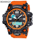 men sports watches dual display analog digital LED Electronic quartz watches BOAMIGO brand 50M water resistant swimming watches