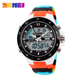 SKMEI Brand Men Sport Watches dual display Digital analog quartz LED Wristwatches rubber strap swim waterproof  creative watch