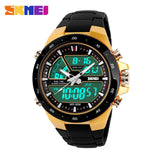 SKMEI Brand Men Sport Watches dual display Digital analog quartz LED Wristwatches rubber strap swim waterproof  creative watch