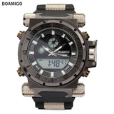 BOAMIGO 2016 china brand Men military sports watches Dual Time Quartz Digital Watch rubber band wristwatches relogio masculino