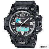 men sports watches dual display analog digital LED Electronic black quartz watches BOAMIGO brand 50M swimming waterproof watch