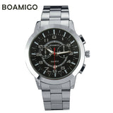 BOAIMGO men's quartz military sports fashion casual watches full steel band wristwatches date display  relogio masculino F-50