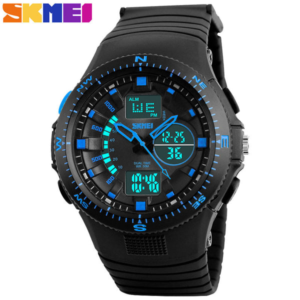 SKMEI Brand Men Sports Watches fashion dual display watches analog Digital LED Quartz waterproof  Wristwatches relogio masculino