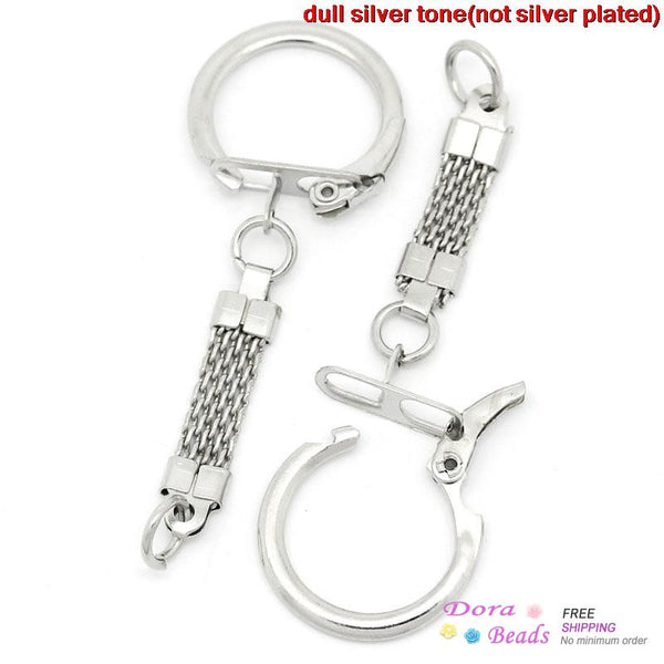 DoreenBeads Key Chains & Key Rings dull silver color 6.2cm x 2.3cm,30PCs,Key Chains Length:3.8cm (B27327)