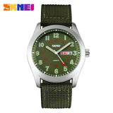 SKMEI 2017 popular Brand Men watches fashion quartz-watch silver case Wristwatches 50m waterproof nylon strap relogio masculino