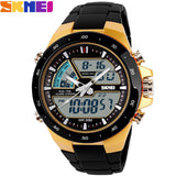 SKMEI Brand Men Sport Watches dual display Digital analog quartz LED Wristwatches rubber strap swim waterproof  creative watch